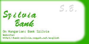 szilvia bank business card